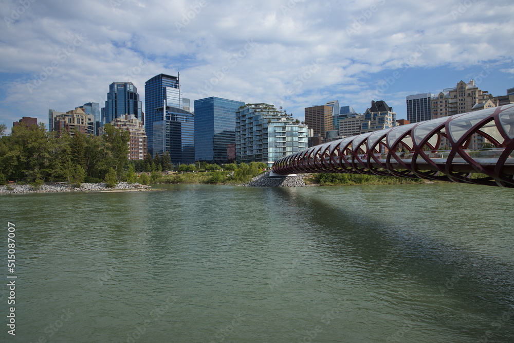 Peace Bridge over Bow River in Calgary,Alberta Province,Canada,North America
