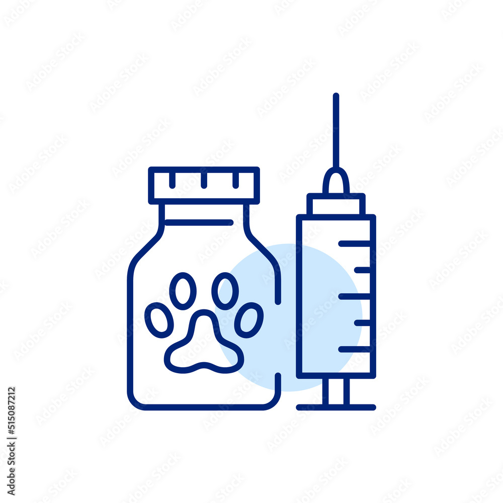 Pet medicine or vaccine icon. Pixel perfect, editable stroke line art Pet medicine or vaccine icon. Pixel perfect, editable stroke line art