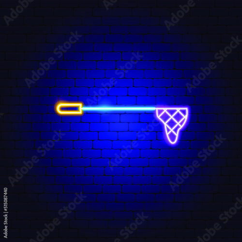Fisherman's Landing Net Neon Sign. Vector Illustration of Fishing Promotion.