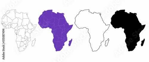 
africa continent map set isolated on white background