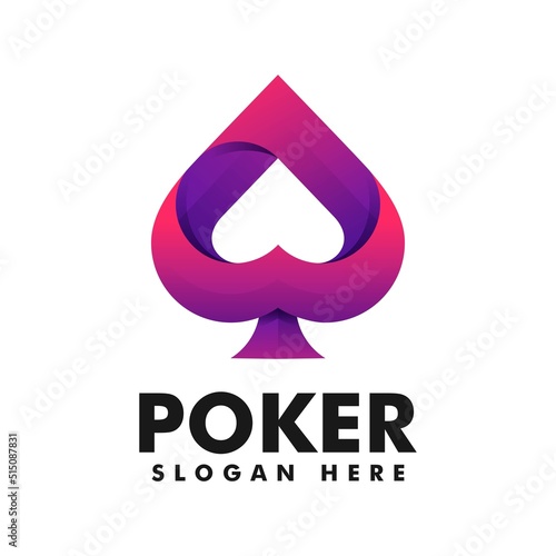 Vector Logo Illustration Spade Gradient Colorful Style.