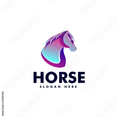 Vector Logo Illustration Horse Gradient Colorful Style.