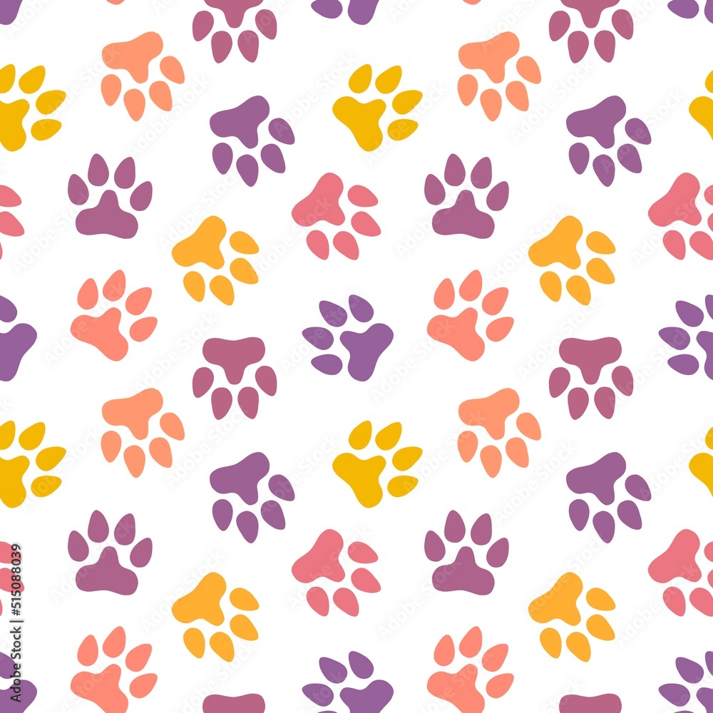 Fototapeta premium Animal seamless cat dog footprints pattern for wrapping paper and kids and clothes print and fabrics and hobbies