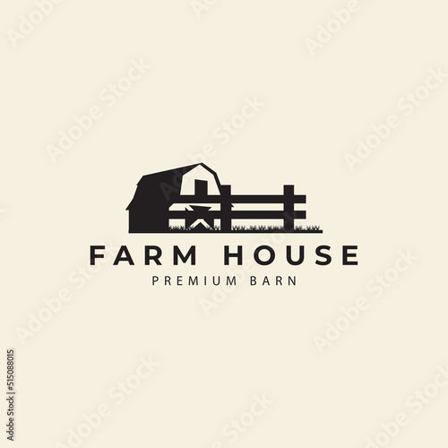 Farmhouse and ranch in the barn  retro style logo vector icon symbol illustration design