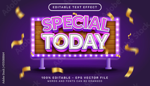 special today 3d editable text effect with light color template