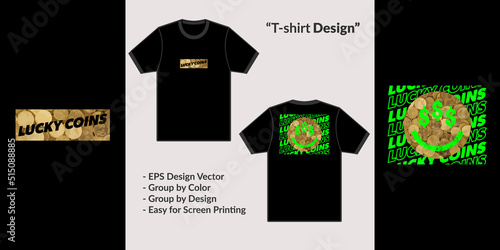 lucky coins smile face streetwear theme design vector for tshirt hoodie and merchandise