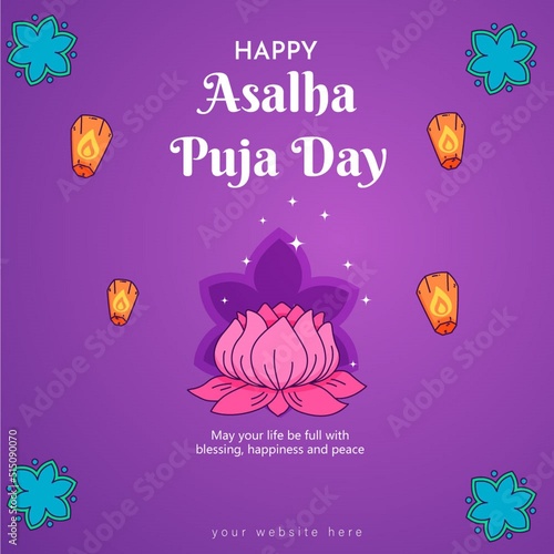 Asalha Puja is a theravada buddhist festival.Asalha bucha is Dhamma Day Template design