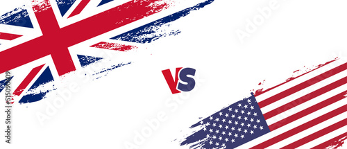 Creative United Kingdom vs United States of America brush flag illustration. Artistic brush style two country flags relationship background