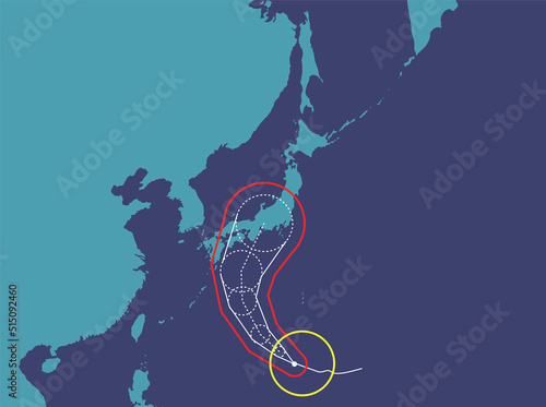 台風のダルトーンな進路予想図
