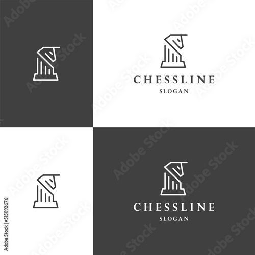 Chess logo icon flat design template 