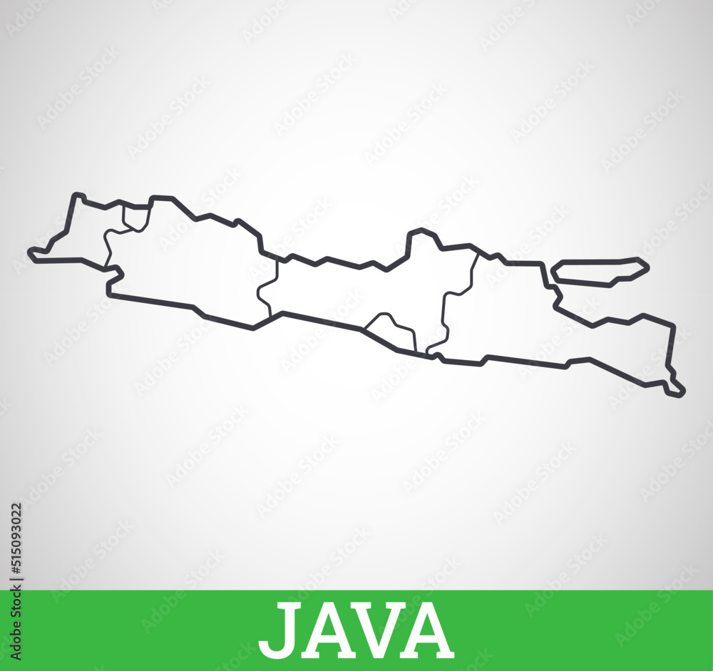Simple outline map of Java with provinces. Vector graphic illustration.