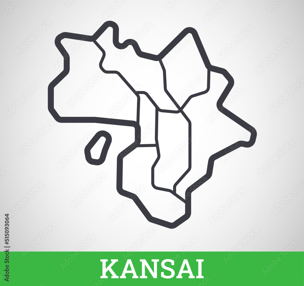 Simple outline map of Kansai region, Japan. Vector graphic illustration. Simple outline map of Kansai region, Japan. Vector graphic illustration.