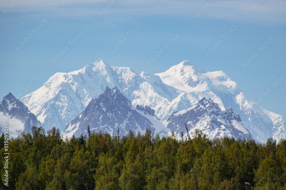 Snow and Ice covered Mountains in Alaska
