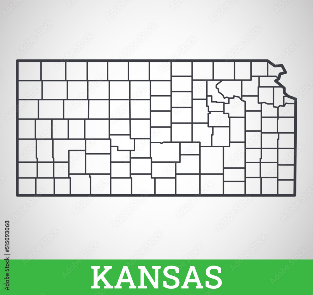 Simple outline map of Kansas, America. Vector graphic illustration ...