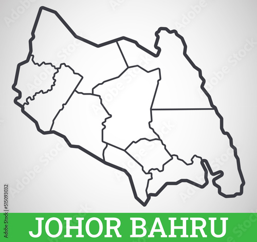 Simple outline map of Johor Baru, Malaysia. Vector graphic illustration.