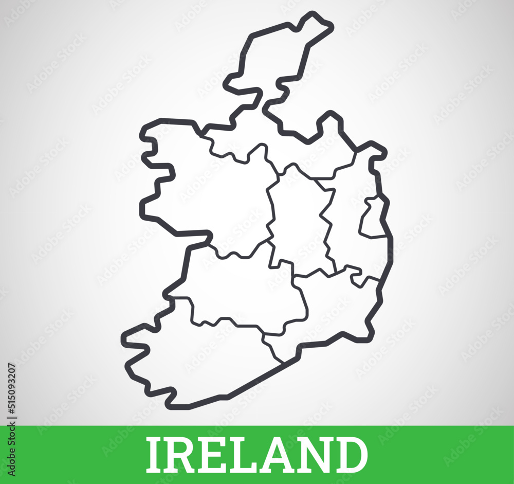 Simple outline map of Ireland with regions. Vector graphic illustration. Simple outline map of Ireland with regions. Vector graphic illustration.
