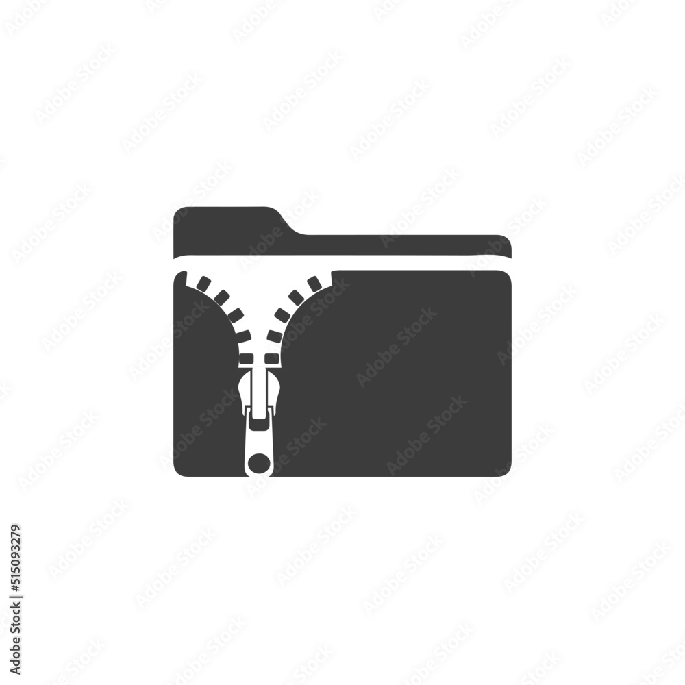 single zip folder icon. flate and filled outline , archive folder