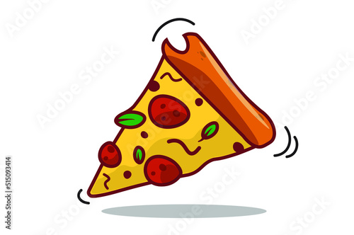pizza vector illustration lunch flat design pizza of fast food restaurant unhealthy fast food vector poster on a white background