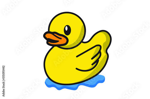 duck swimming vector illustration yellow duck flat design element cartoon style isolated on white background Vector illustration for farm animals. Poultry. Rural concept.