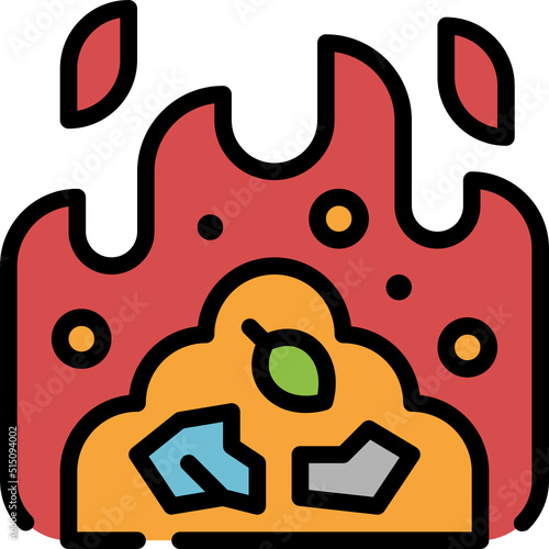 incineration filled outline icon