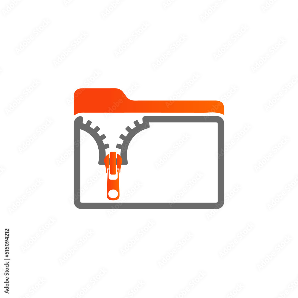 single zip folder icon. flate and filled outline , archive folder