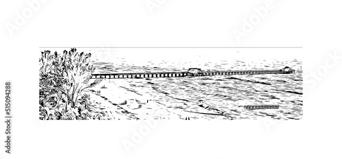 Building view with landmark of Naples is the 
city in Florida. Hand drawn sketch illustration in vector.