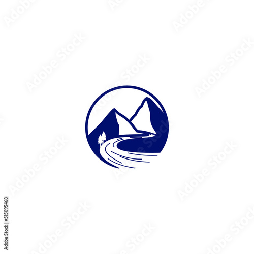 river and mountain logo vector
