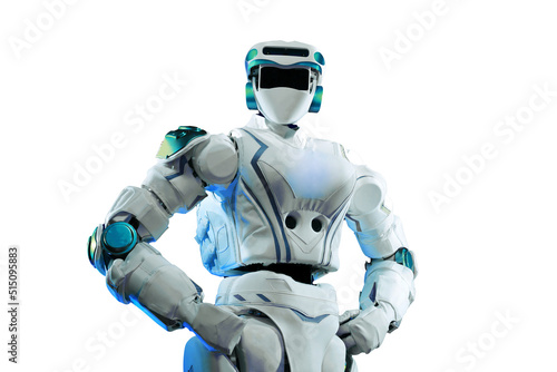 Robot astronaut isolated on white background. Elements of this image furnished by NASA