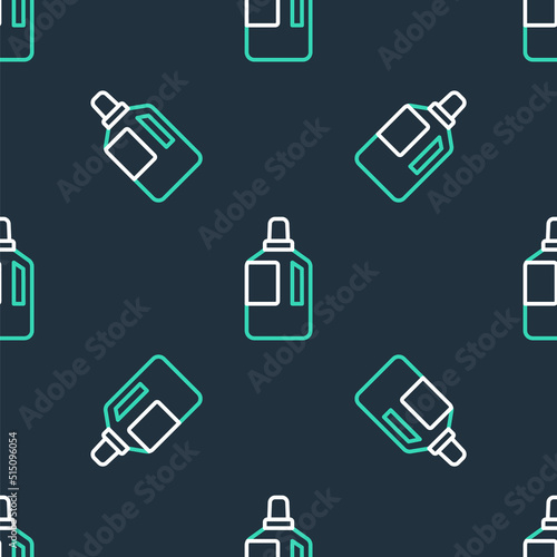 Line Fabric softener icon isolated seamless pattern on black background. Liquid laundry detergent, conditioner, cleaning agent, bleach. Vector