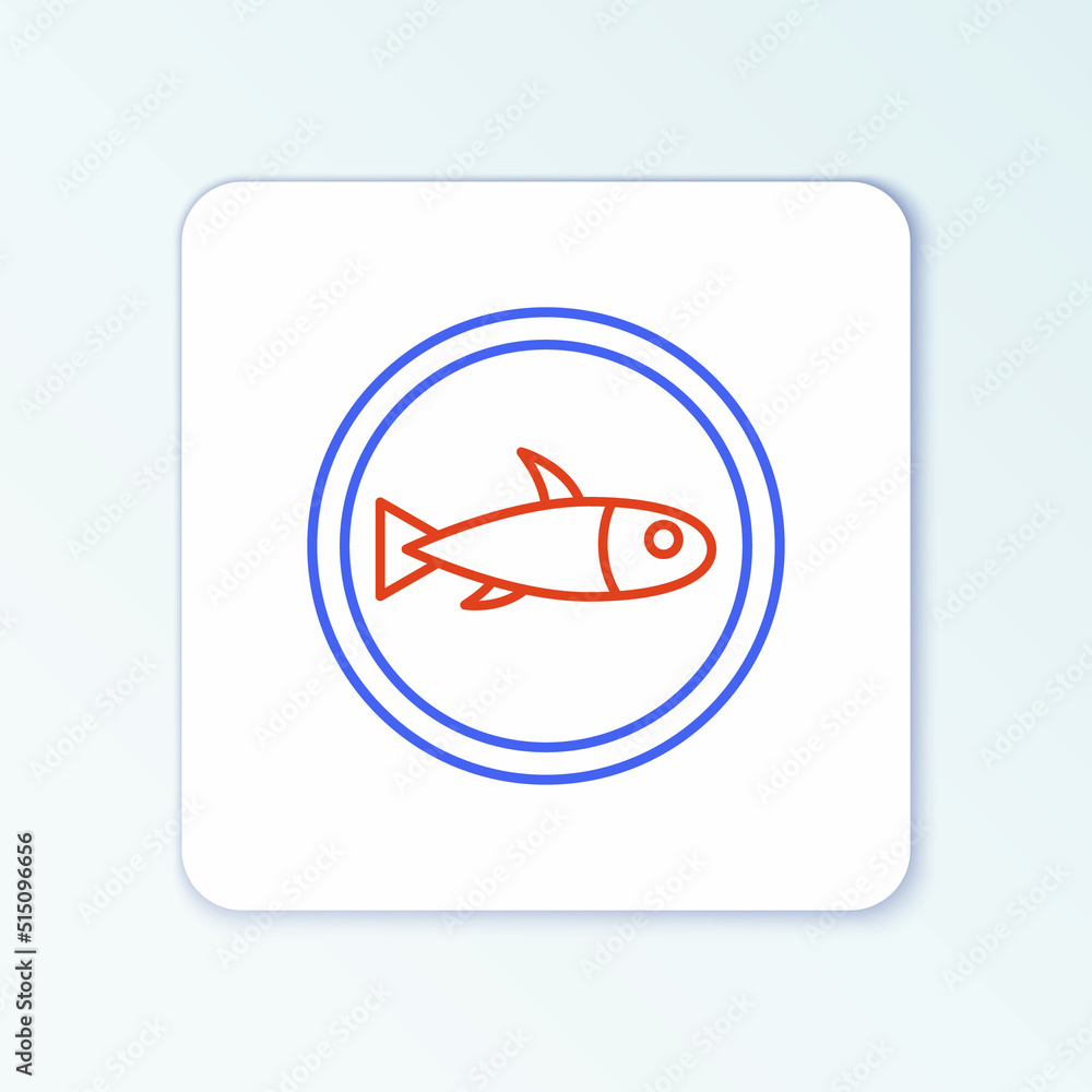 Line Served fish on a plate icon isolated on white background. Colorful outline concept. Vector Line Served fish on a plate icon isolated on white background. Colorful outline concept. Vector