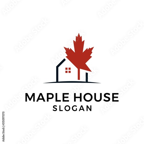 Wallpaper Mural house and maple leaf logo design vector illustration. maple leaf canada template Torontodigital.ca