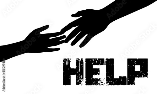 Seeking for help concept. Helping hands vector isolated. Togetherness or partnership logo.