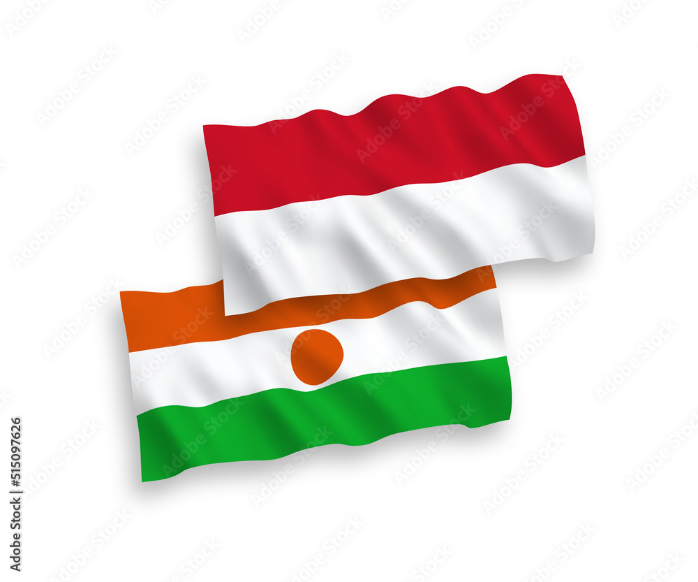 Flags of Indonesia and Republic of the Niger on a white background Flags of Indonesia and Republic of the Niger on a white background