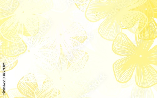 Light Yellow vector doodle texture with flowers