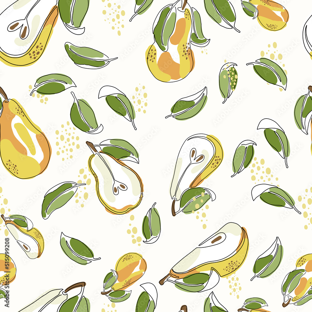 Bright Hand Drawn Pear Vector Seamless Pattern Bright Hand Drawn Pear Vector Seamless Pattern