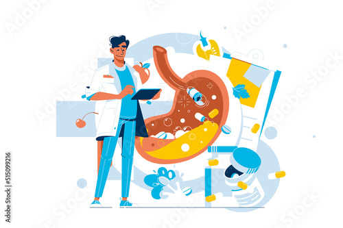 Doctor examine disease and treat stomach