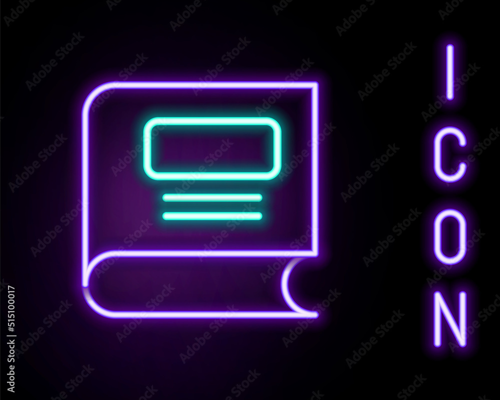Glowing neon line Book icon isolated on black background. Colorful outline concept. Vector Glowing neon line Book icon isolated on black background. Colorful outline concept. Vector