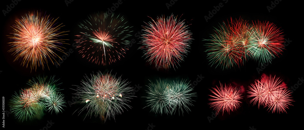 isolate colorful firework in black background.