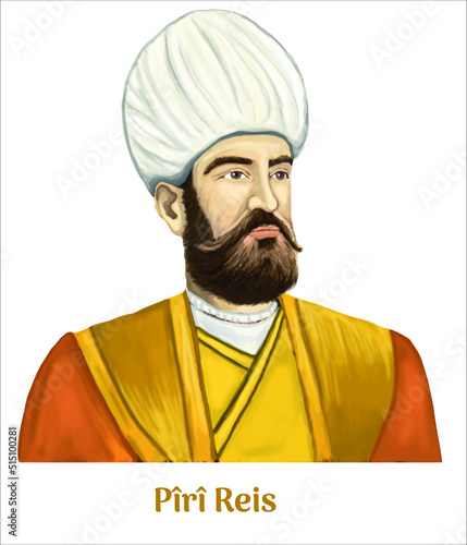 'Pîrî Reis' Vector illustration hand drawn	