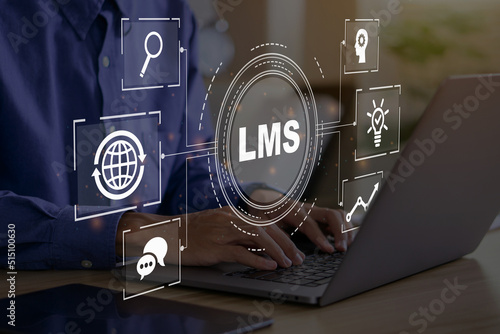 LMS - Learning Management System for lesson and online education, course, application, study, e learning, knowledge everywhere and every time.LMS icon.