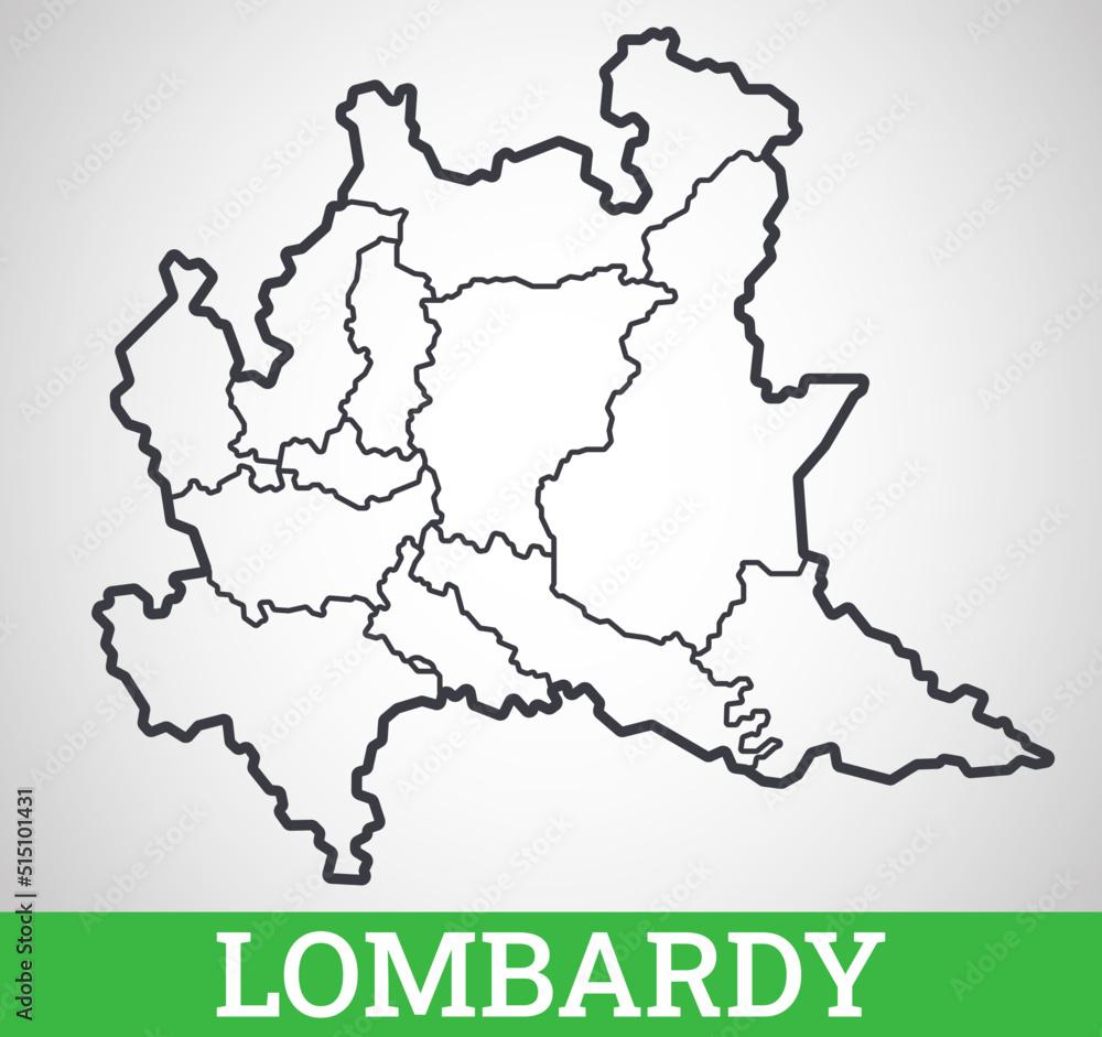 Simple outline map of Lombardy, Italy. Vector graphic illustration.