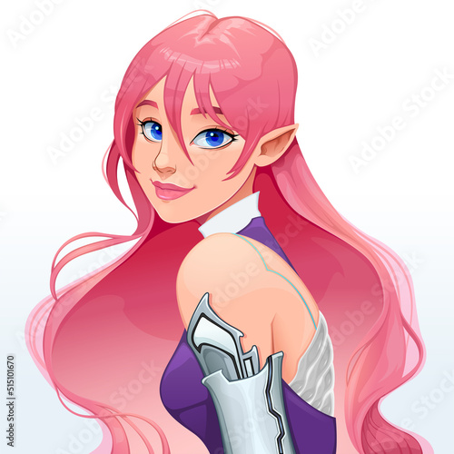 Portrait of a beautiful cyborg girl. Vector illustration. 