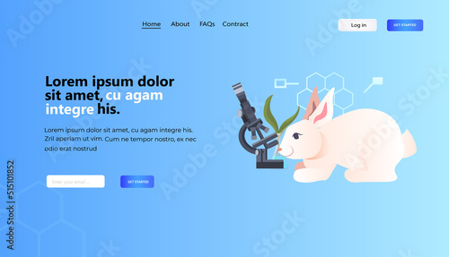 experimental rabbit near microphone biological genetic engineering research concept horizontal