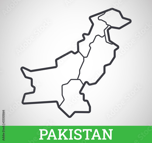 Simple outline map of Pakistan with provinces. Vector graphic illustration.