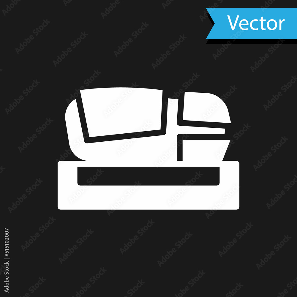 White Stadium Mestalla icon isolated on black background. Football stadium in Valencia, Spain. Vector White Stadium Mestalla icon isolated on black background. Football stadium in Valencia, Spain. Vector