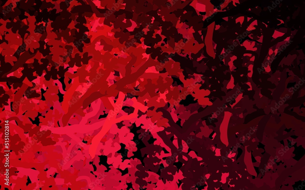 Dark Pink, Red vector abstract backdrop with leaves, branches.