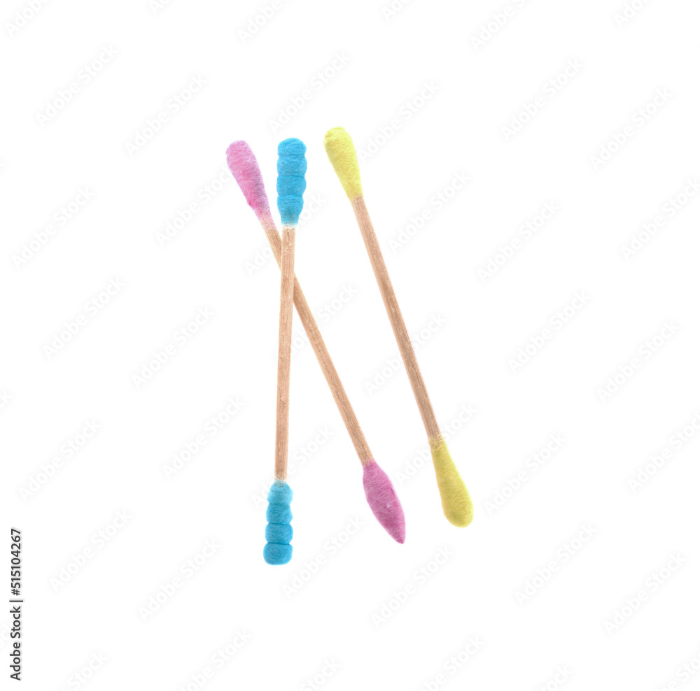 White cotton swabs isolated on white background White cotton swabs isolated on white background