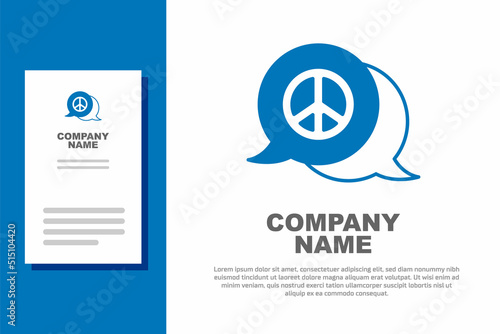 Blue Peace icon isolated on white background. Hippie symbol of peace. Logo design template element. Vector