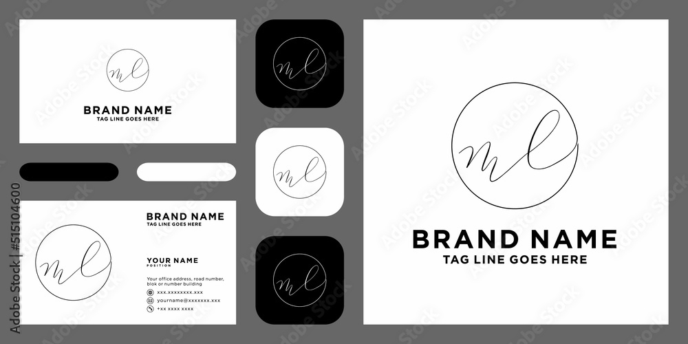 Minimalist abstract letter ml logo this logo icon incorporate with