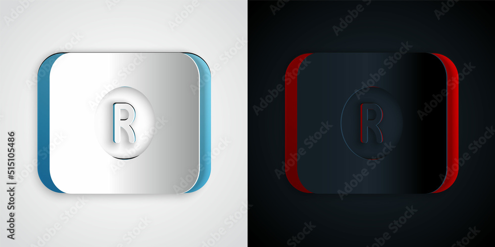 Paper cut Record button icon isolated on grey and black background. Rec button. Paper art style. Vector Paper cut Record button icon isolated on grey and black background. Rec button. Paper art style. Vector